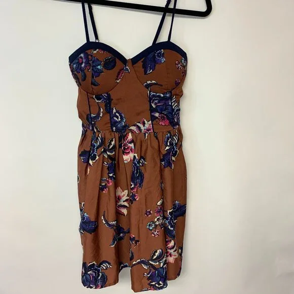 Band Of Gypsies Mini Dress Corset Dark Floral Boho Fairy Romantic Resort SZ S - Picture 1 of 10